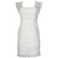 White Lace Designer Sheath Dress